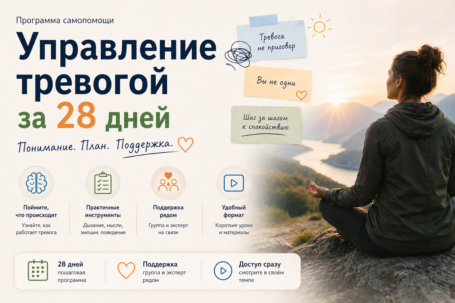 Управление тревогой за 28 дней